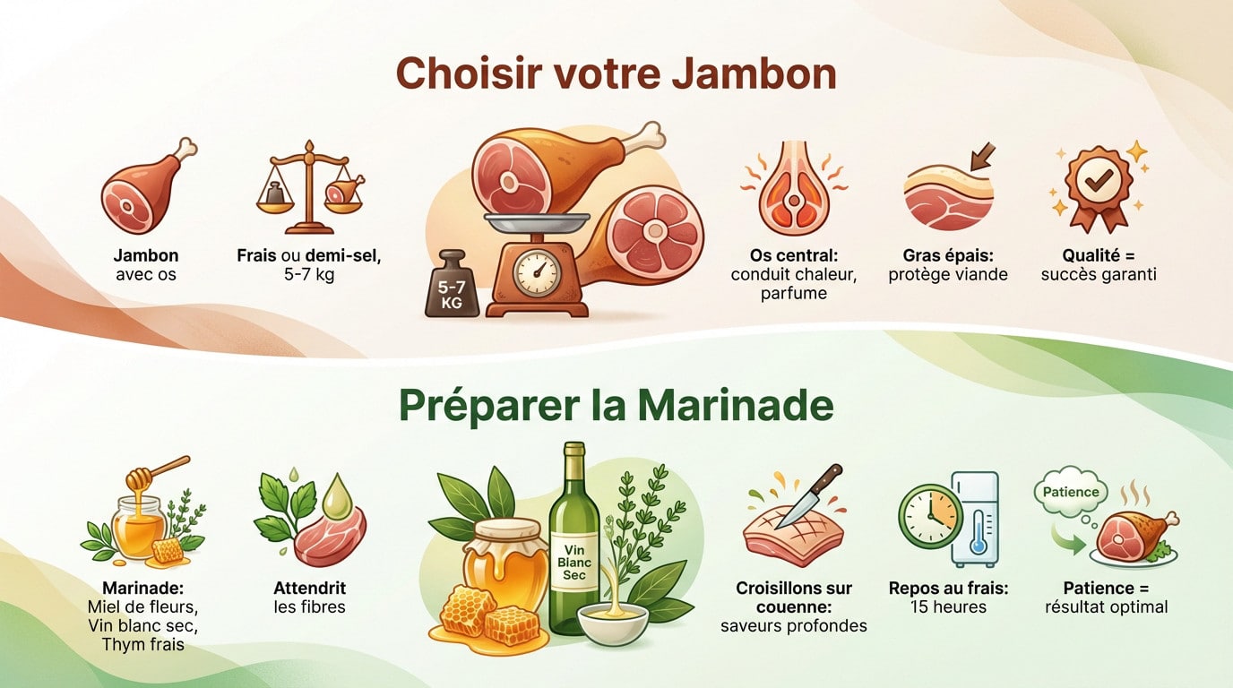 Préparation de la marinade au miel et herbes pour un jambon à la broche savoureux