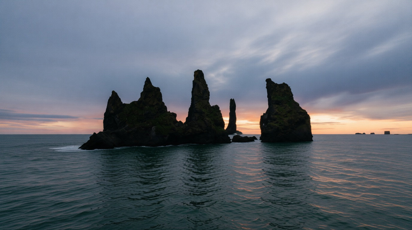Géométrie naturelle et légendes des stacks de Reynisdrangar