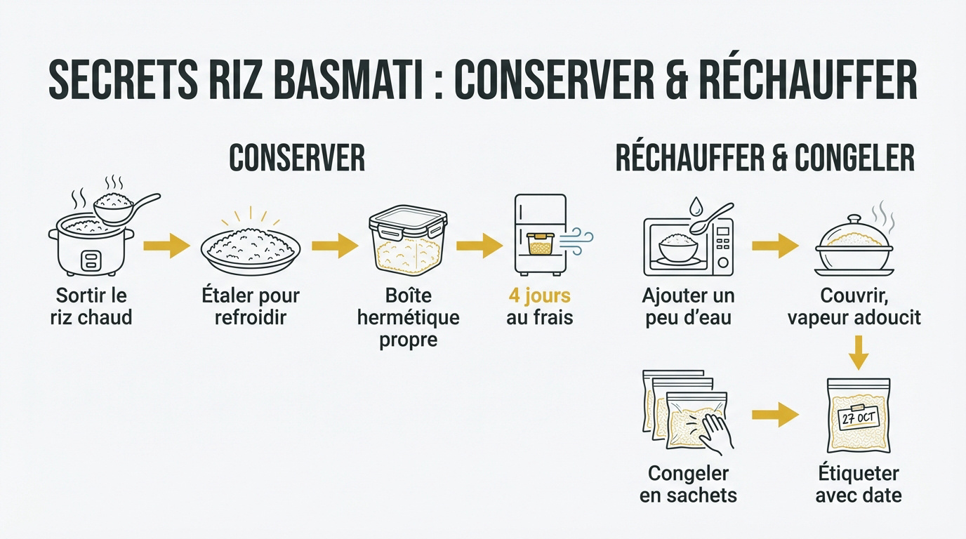 Astuces pour conserver le riz basmati et le réchauffer sans l'assécher