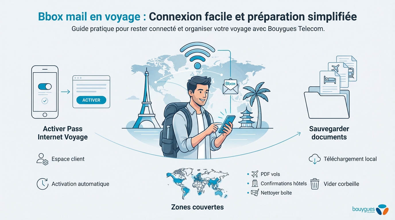 Voyageuse consultant ses emails Bbox à l'aéroport